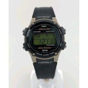 Vtg‎ TIMEX ATLANTIS 100 Digital Watch Women 1990's Chronograph Alarm NEW BATTERY